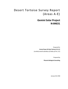 Desert Tortoise Survey Report (Areas A-E)