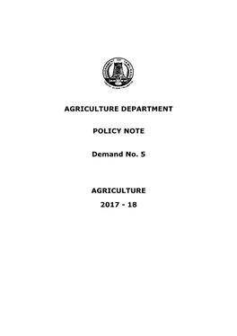 AGRICULTURE DEPARTMENT POLICY NOTE Demand No. 5