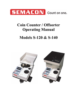 Coin Counter / Offsorter Operating Manual Models S-120 & S-140