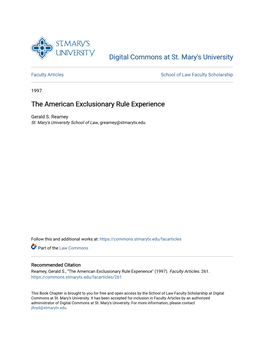 The American Exclusionary Rule Experience