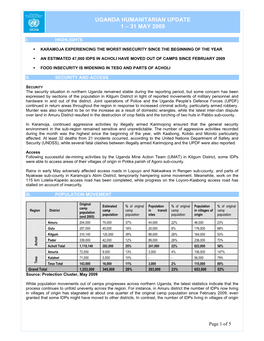 Uganda Humanitarian Update 1 – 31 May 2009