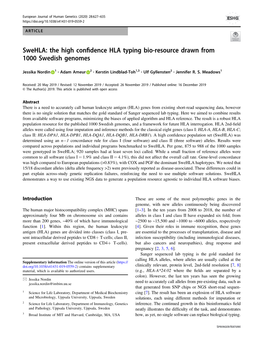 Swehla: the High Confidence HLA Typing Bio-Resource Drawn