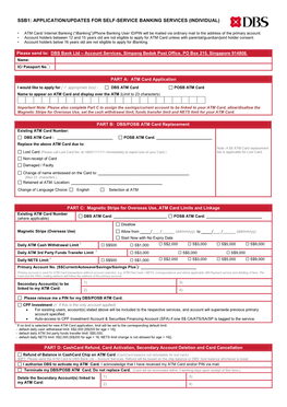 Ssb1: Application for Dbs Self-Service Banking