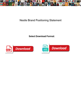 Nestle Brand Positioning Statement