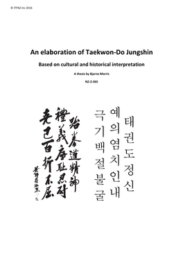 An Elaboration of Taekwon-Do Jungshin