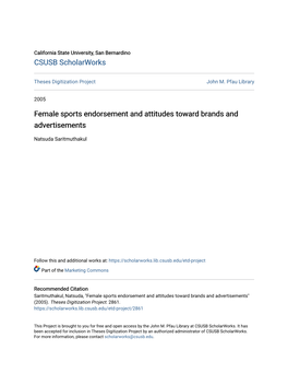 Female Sports Endorsement and Attitudes Toward Brands and Advertisements