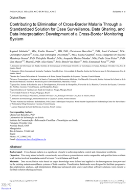 Contributing to Elimination of Cross-Border Malaria Through a Standardized Solution for Case Surveillance, Data Sharing, And