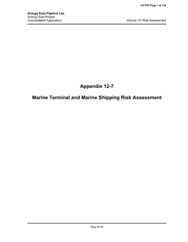 Appendix 12-7 Marine Terminal and Marine Shipping Risk