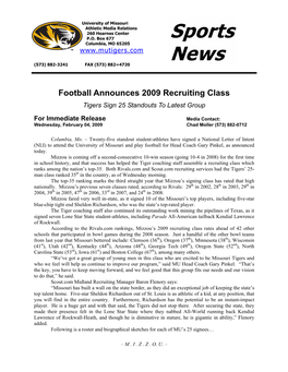 2009 Mizzou Football Recruiting Class
