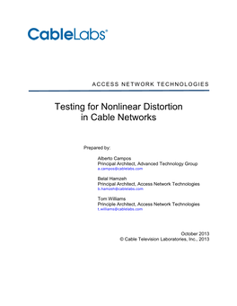 Testing for Nonlinear Distortion in Cable Networks