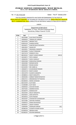 Krishi Prayukti Sahayak Rectt. Exam.,16