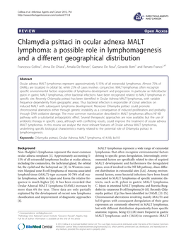 Chlamydia Psittaci in Ocular Adnexa MALT Lymphoma