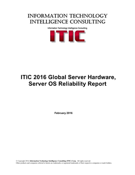 ITIC 2016 Global Server Hardware, Server OS Reliability Report