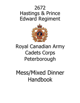 Mess Dinners Will Include Parents and Guests