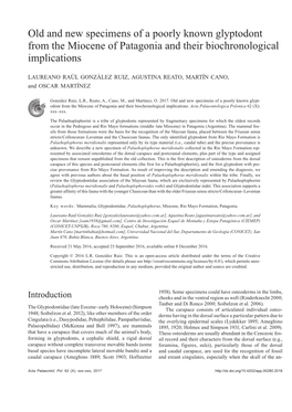 Old and New Specimens of a Poorly Known Glyptodont from the Miocene of Patagonia and Their Biochronological Implications