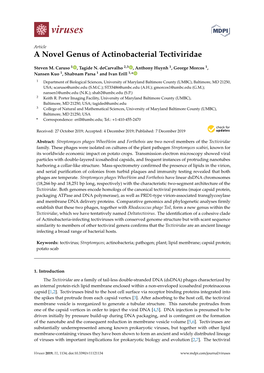 A Novel Genus of Actinobacterial Tectiviridae