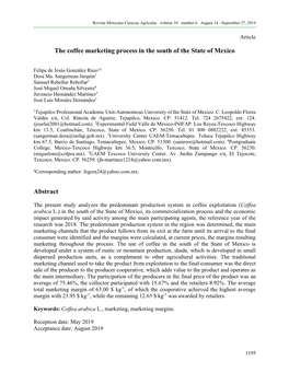 The Coffee Marketing Process in the South of the State of Mexico Abstract