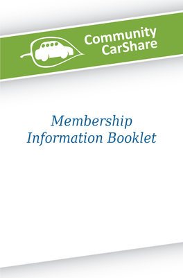 Community Carshare Membership Information Booklet