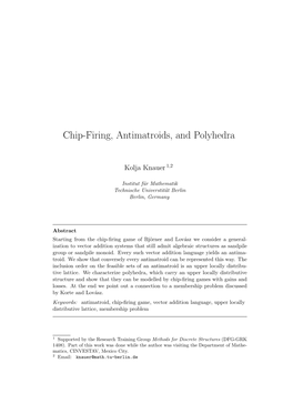 Chip-Firing, Antimatroids, and Polyhedra