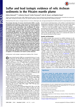 Sulfur and Lead Isotopic Evidence of Relic Archean Sediments in the Pitcairn Mantle Plume