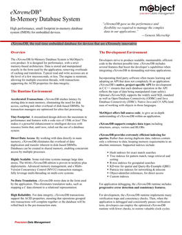 Extremedb® In-Memory Database System