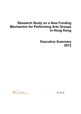 Research Study on a New Funding Mechanism for Performing Arts Groups in Hong Kong