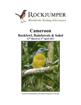 Cameroon Rockfowl, Rainforests & Sahel 12Th March to 2Nd April 2013