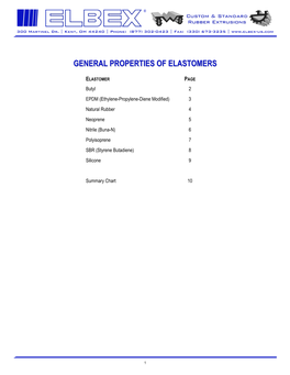 General Properties of Elastomers