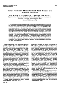 Reduced Nicotinamide-Adenine Dinucleotide-Nitrite Reductase from Azotobacter Chroococcum by J