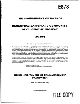 The Government of Rwanda Decentralization and Community