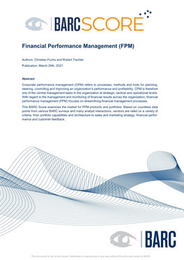 Financial Performance Management (FPM)