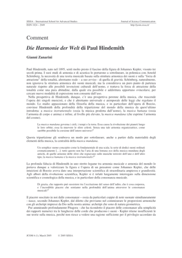 Comment Die Harmonie Der Welt Di Paul Hindemith