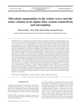 Microbial Communities in the Winter Cover and the Water Column of an Alpine Lake: System Connectivity and Uncoupling