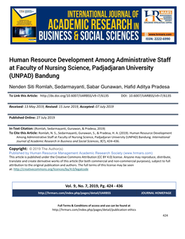 Human Resource Development Among Administrative Staff at Faculty of Nursing Science, Padjadjaran University (UNPAD) Bandung