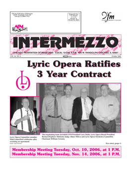 Lyric Opera Ratifies 3 Year Contract