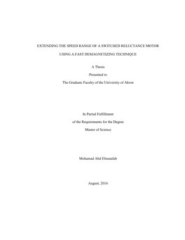 Extending the Speed Range of a Switched Reluctance Motor