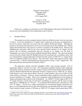 Tropical Cyclone Report Hurricane Frank (EP092010) 21-28 August 2010