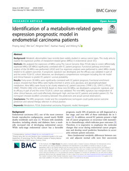 Identification of a Metabolism-Related Gene Expression Prognostic Model