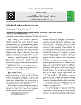 Public Health and Natural Toxins in Foods