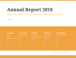 Annual Report 2018 National Asian Pacific Islander Desi American Panhellenic Association