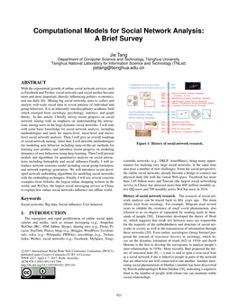 Computational Models for Social Network Analysis: a Brief Survey