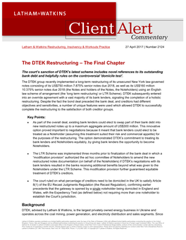 The DTEK Restructuring – the Final Chapter