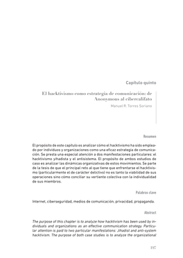 Capítulo Quinto El Hacktivismo Como Estrategia De Comunicación: De