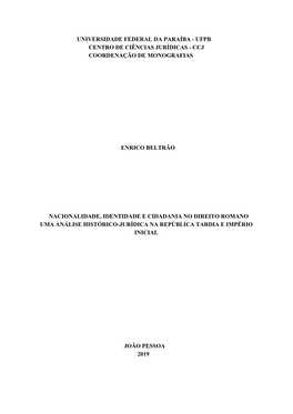 Ufpb Centro De Ciências Jurídicas - Ccj Coordenação De Monografias