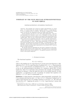 1. Super-Functions the Functional Equation F(Z+1)