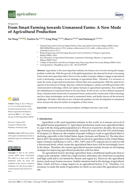 From Smart Farming Towards Unmanned Farms: a New Mode of Agricultural Production