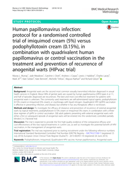 Human Papillomavirus Infection: Protocol for a Randomised