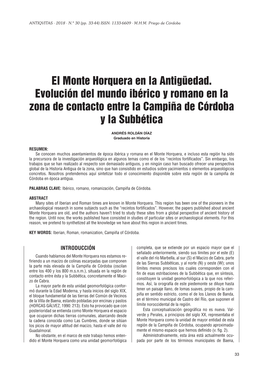 El Monte Horquera En La Antigüedad. Evolución Del Mundo Ibérico Y Romano En La Zona De Contacto Entre La Campiña De Córdoba Y La Subbética