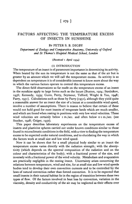 Factors Affecting the Temperature Excess of Insects in Sunshine by Peter S