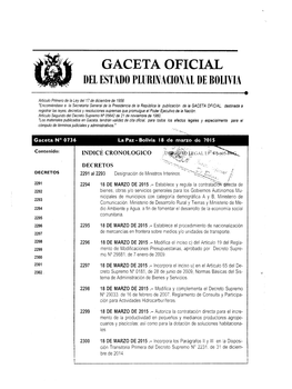 2~9~~'::OS Desiqnacióndeministros::~I::~::~~:;~~"/ 2291 2294 18 DE MARZO DE 2015 .- Establece Y Regula La Contrat:Ié1oo-D/F€Cta De 2292 Bienes